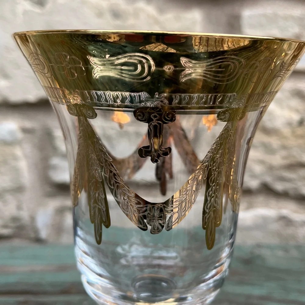Vintage Discontinued Hand Blown Medici 24k Gold Water Goblet by Arte Italica - Picture 5 of 9